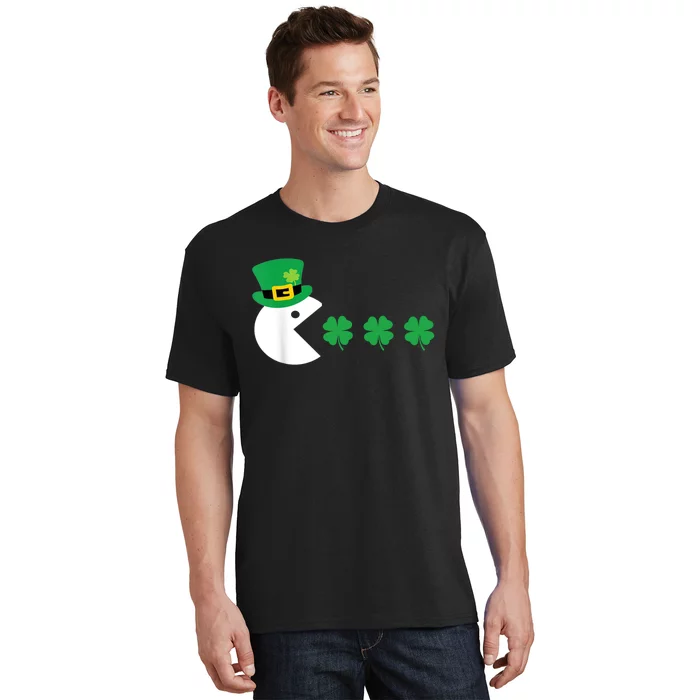 Happy Face Checked, Shamrock Green Clover St Patrick's Day T-Shirt