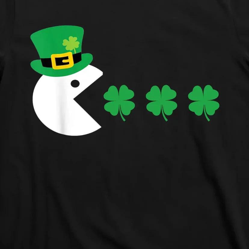 Happy Face Checked, Shamrock Green Clover St Patrick's Day T-Shirt