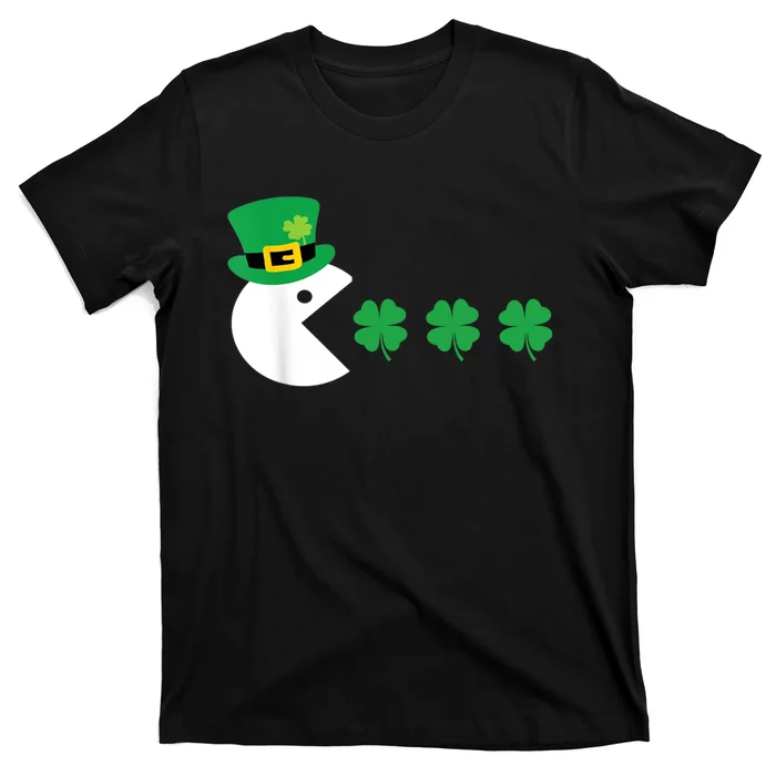 Happy Face Checked, Shamrock Green Clover St Patrick's Day T-Shirt