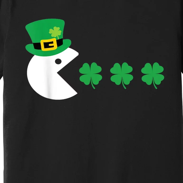 Happy Face Checked, Shamrock Green Clover St Patrick's Day Premium T-Shirt