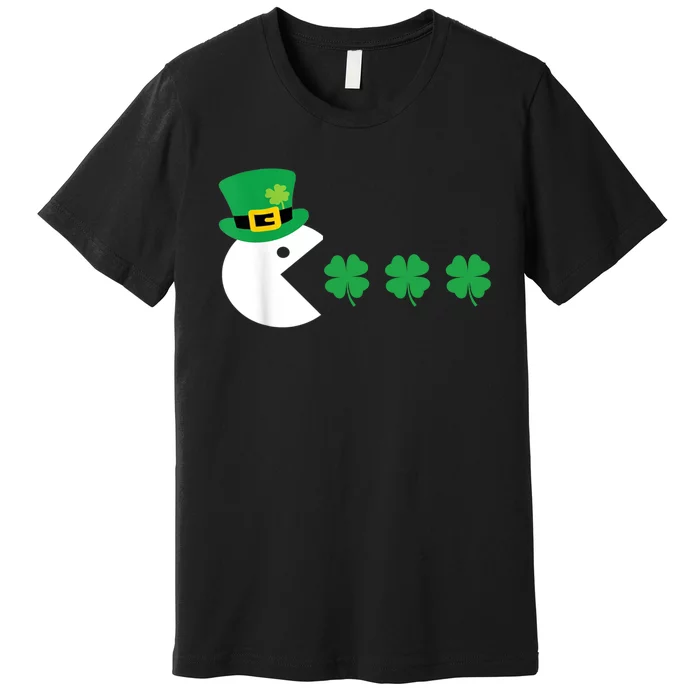 Happy Face Checked, Shamrock Green Clover St Patrick's Day Premium T-Shirt