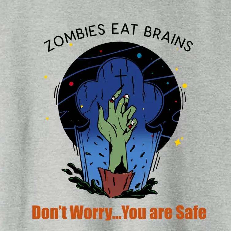 Halloween Funny Cute Gift Zombies Eat Brains Gory Hand Gift Women's Crop Top Tee