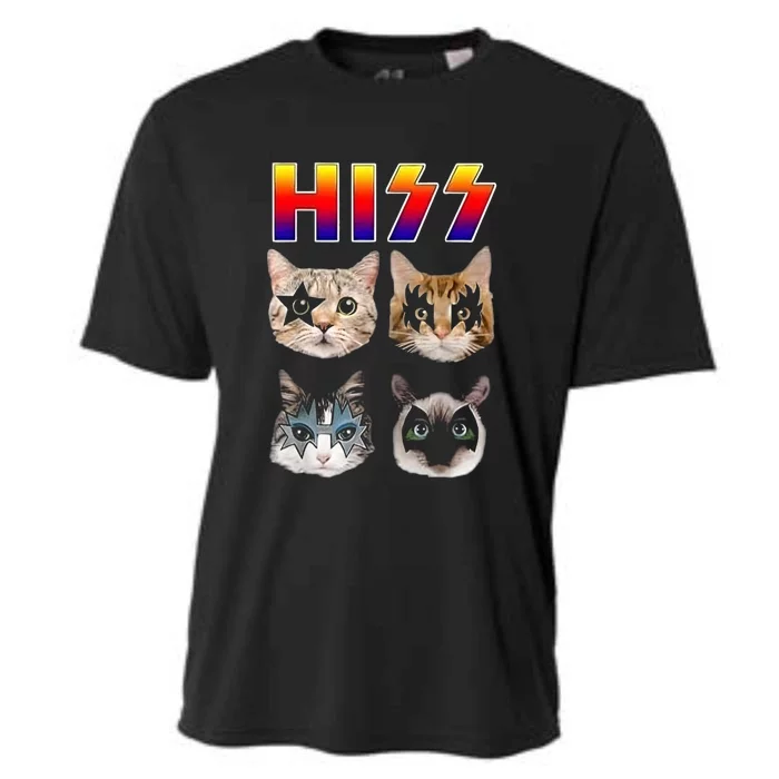 Hiss Funny Cats Kittens Rock Rockin Cooling Performance Crew T-Shirt