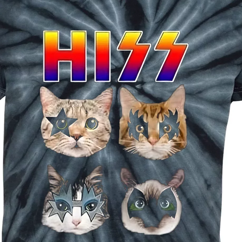 Hiss Funny Cats Kittens Rock Rockin Kids Tie-Dye T-Shirt