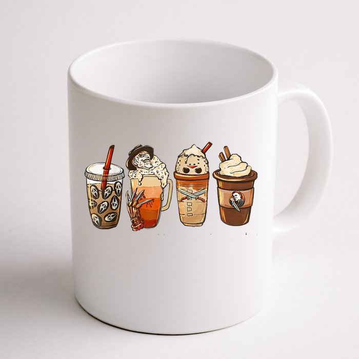 Horror Fall Coffee Pumpkin Spice Latte Iced Autumn Halloween Front & Back Coffee Mug