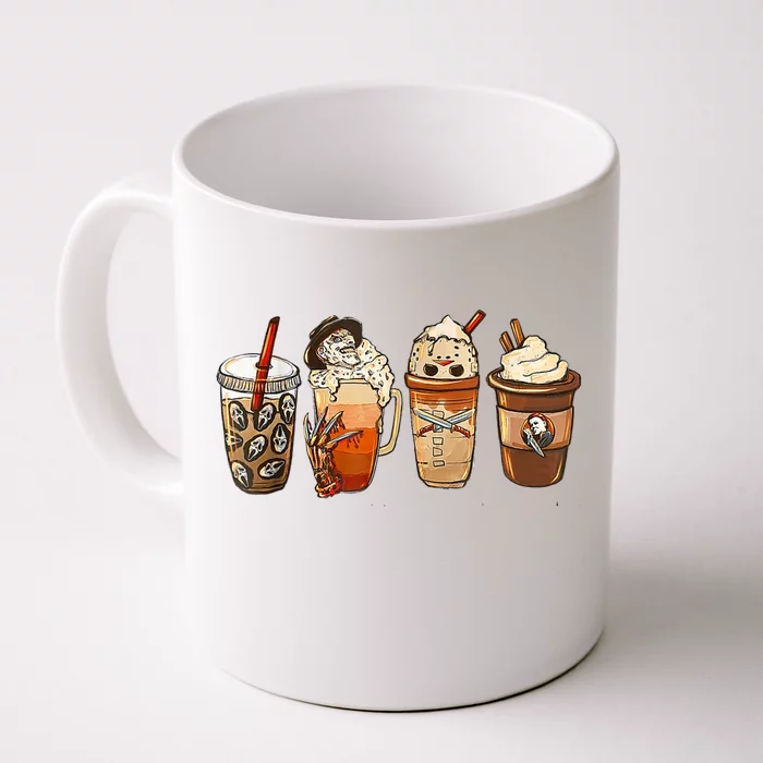 Horror Fall Coffee Pumpkin Spice Latte Iced Autumn Halloween Front & Back Coffee Mug