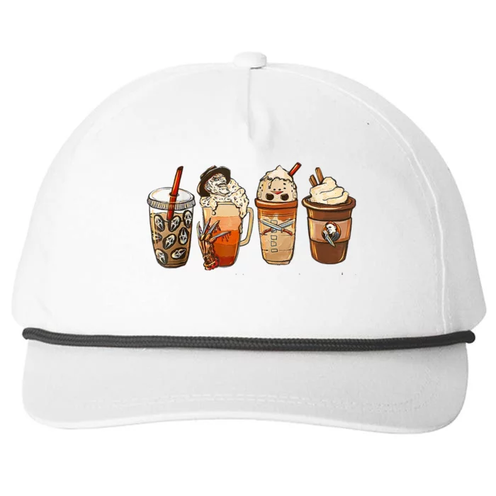 Horror Fall Coffee Pumpkin Spice Latte Iced Autumn Halloween Snapback Five-Panel Rope Hat