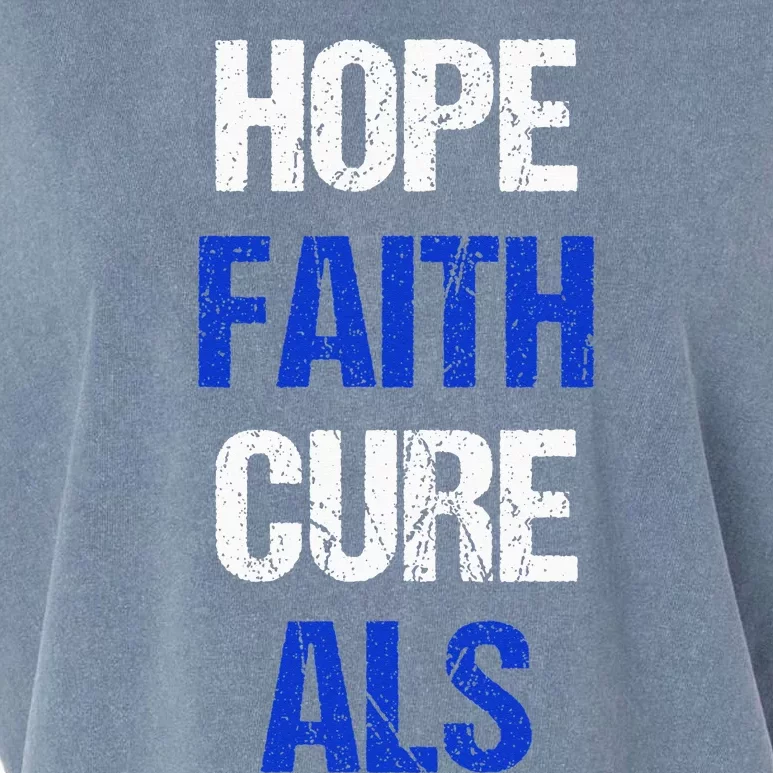 Hope Faith Cure ALS Awareness Garment-Dyed Women's Muscle Tee