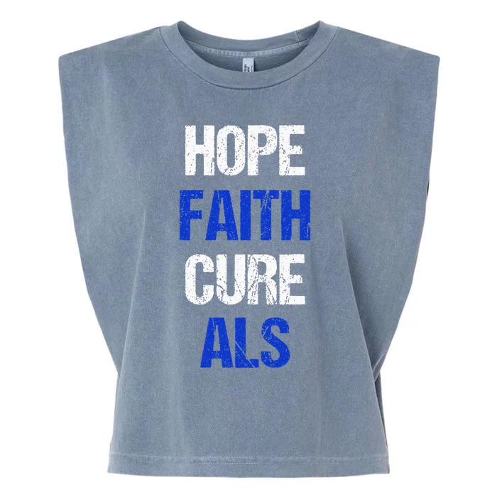 Hope Faith Cure ALS Awareness Garment-Dyed Women's Muscle Tee