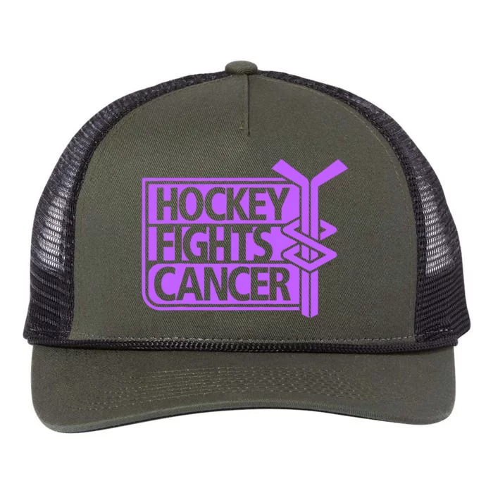 Hockey Fights Cancer Awareness Retro Rope Trucker Hat Cap