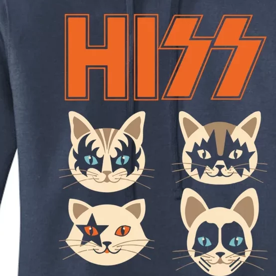 Hiss Funny Cats Kittens Rock Rockin Gift Women's Pullover Hoodie