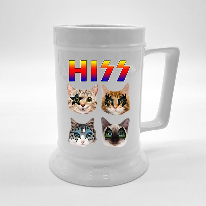 Hiss Funny Cats Kittens Rock Rockin Gift Pun Front & Back Beer Stein