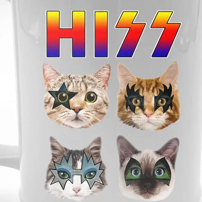 Hiss Funny Cats Kittens Rock Rockin Gift Pun Front & Back Beer Stein