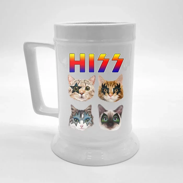 Hiss Funny Cats Kittens Rock Rockin Gift Pun Front & Back Beer Stein