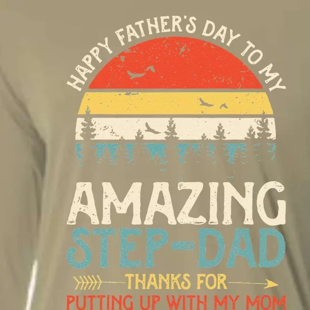 Happy Fathers Day To My Amazing StepDad Father Day Cooling Performance Long Sleeve Crew