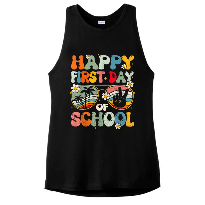 Happy First Day Of School Teacher Kids Welcome Back To School Ladies Tri-Blend Wicking Tank