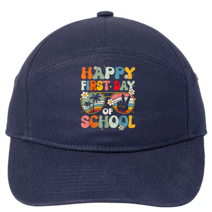 Happy First Day Of School Teacher Kids Welcome Back To School 7-Panel Snapback Hat