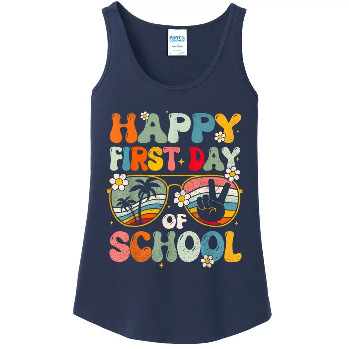 Happy First Day Of School Teacher Kids Welcome Back To School Ladies Essential Tank