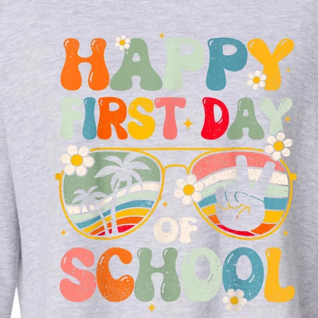 Happy First Day Of School Teacher Kids Welcome Back To School Cropped Pullover Crew