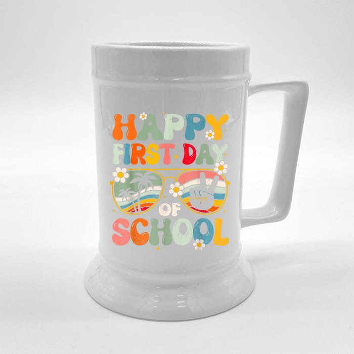 Happy First Day Of School Teacher Kids Welcome Back To School Front & Back Beer Stein