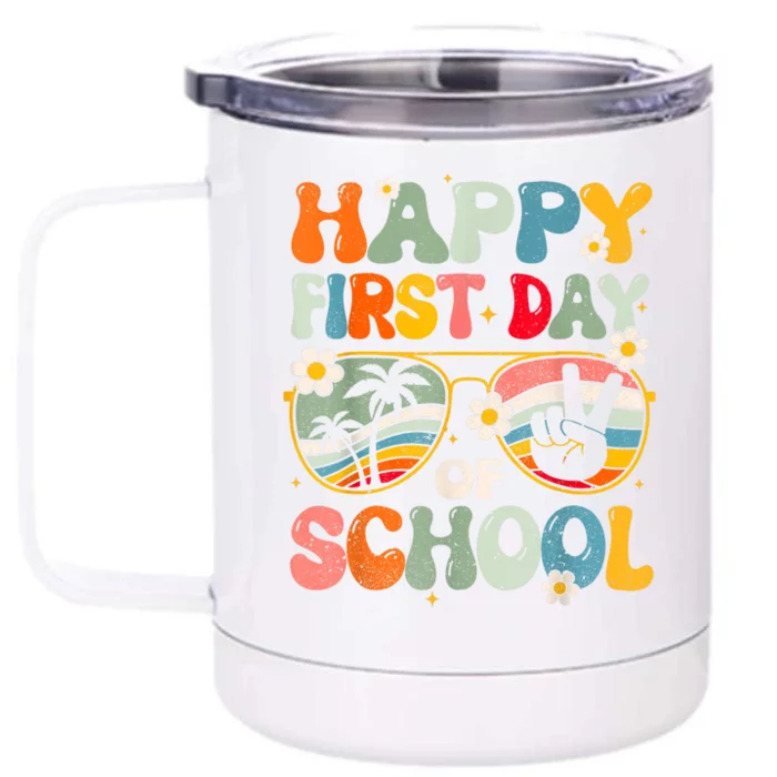 Happy First Day Of School Teacher Kids Welcome Back To School Front & Back 12oz Stainless Steel Tumbler Cup