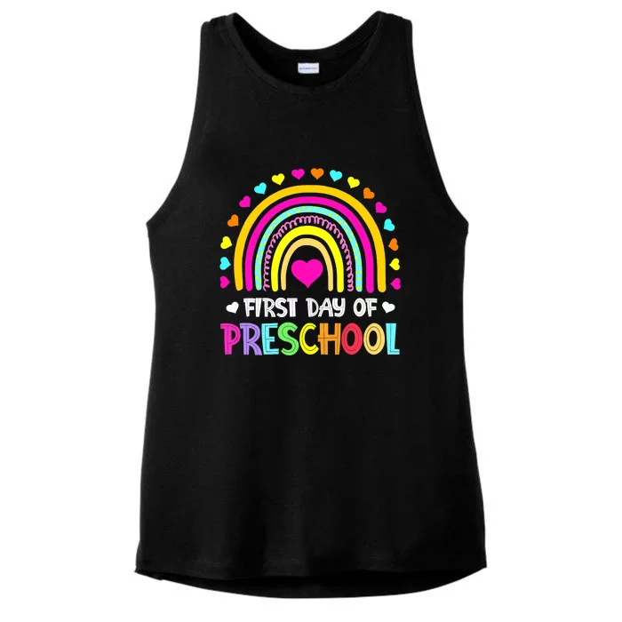 Happy First Day Of Preschool Back To School Ladies Tri-Blend Wicking Tank