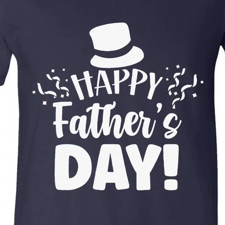 Happy Fathers Day Sayings Dad Daddy Father Papa Gift V-Neck T-Shirt