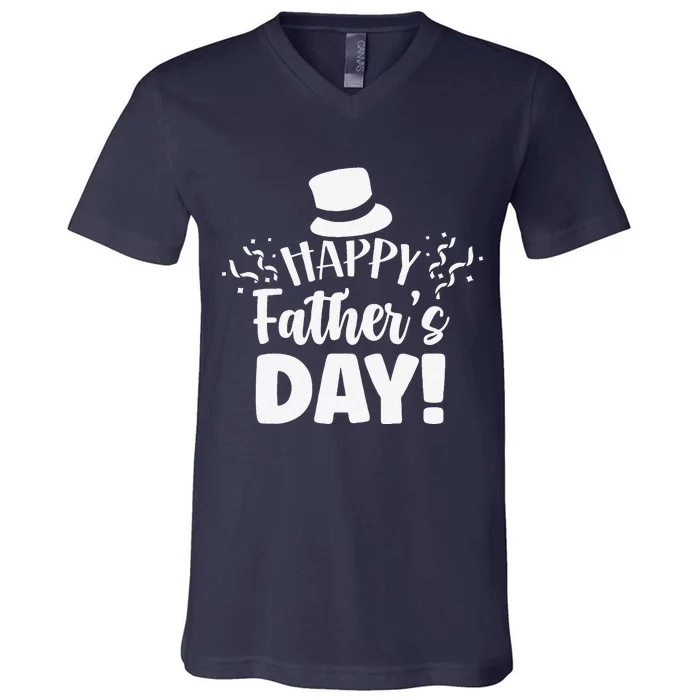 Happy Fathers Day Sayings Dad Daddy Father Papa Gift V-Neck T-Shirt