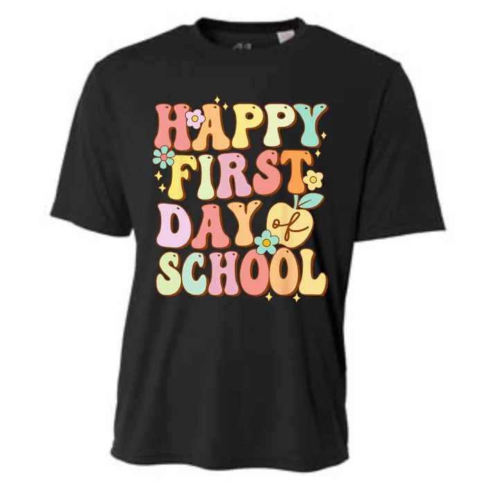 Happy First Day Of School Teachers Back To School Cooling Performance Crew T-Shirt