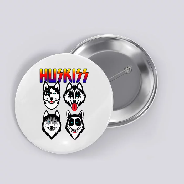 Huskiss Funny Dogs Puppy Rock Rockin Button