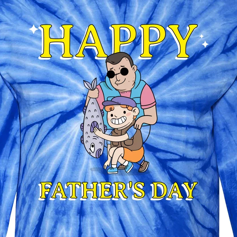 Happy Fathers Day Fishing Gift Tie-Dye Long Sleeve Shirt