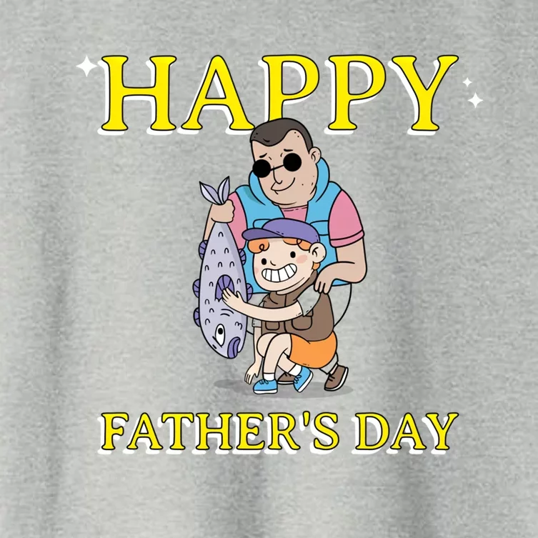 Happy Fathers Day Fishing Gift Women's Crop Top Tee