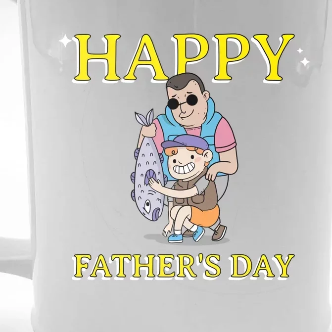 Happy Fathers Day Fishing Gift Front & Back Beer Stein