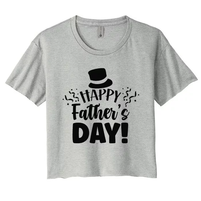 Happy Fathers Day Sayings Dad Daddy Father Papa Women's Crop Top Tee