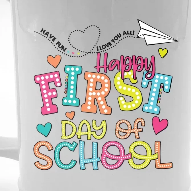 Happy First Day Of School Hello School Front & Back Beer Stein