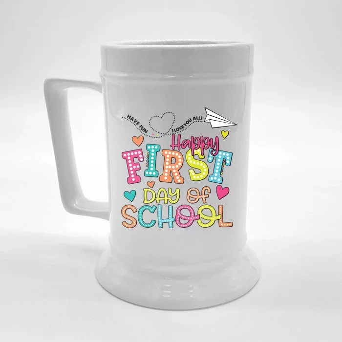 Happy First Day Of School Hello School Front & Back Beer Stein