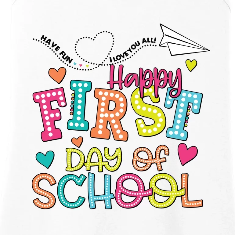 Happy First Day Of School Hello School Ladies Essential Tank