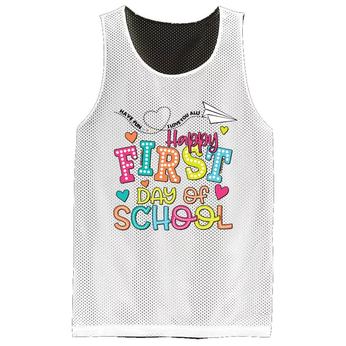 Happy First Day Of School Hello School Mesh Reversible Basketball Jersey Tank