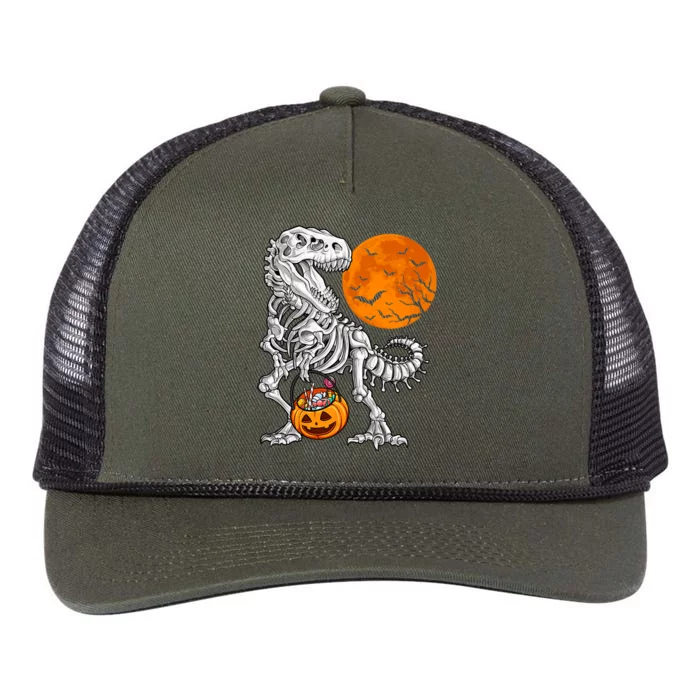 Halloween For Dinosaur T Rex Mummy Pumpkin Retro Rope Trucker Hat Cap