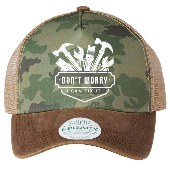 Handyman Funny Don't Worry I Can Fix It Plumber Electrician Legacy Tie Dye Trucker Hat