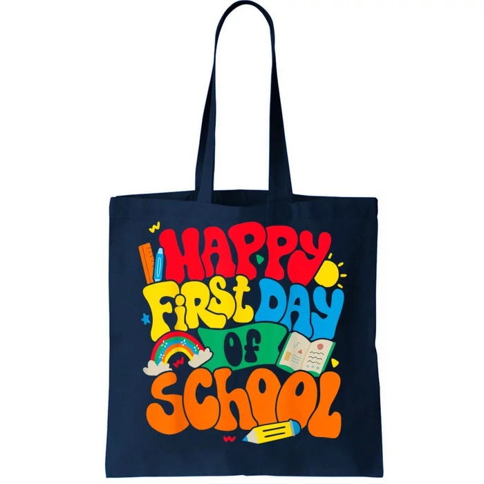 Happy First Day Of School Retro Teacher Women Back To School Tote Bag