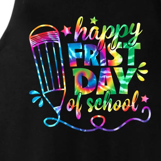 Happy First Day Of School Tie Dye Back To School Teacher Kids Ladies Tri-Blend Wicking Tank