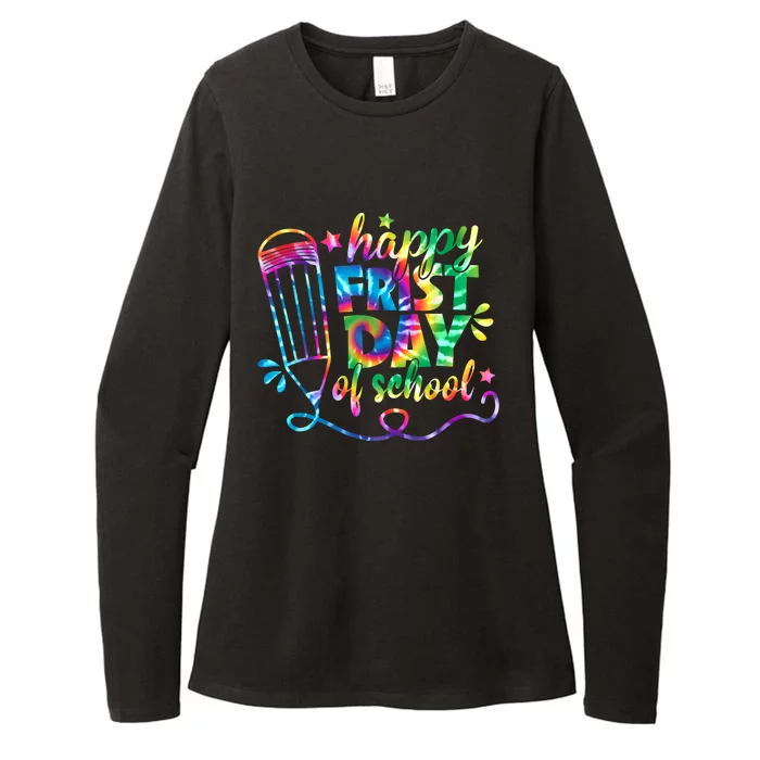 Happy First Day Of School Tie Dye Back To School Teacher Kids Womens CVC Long Sleeve Shirt