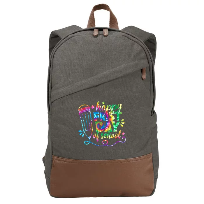 Happy First Day Of School Tie Dye Back To School Teacher Kids Cotton Canvas Backpack