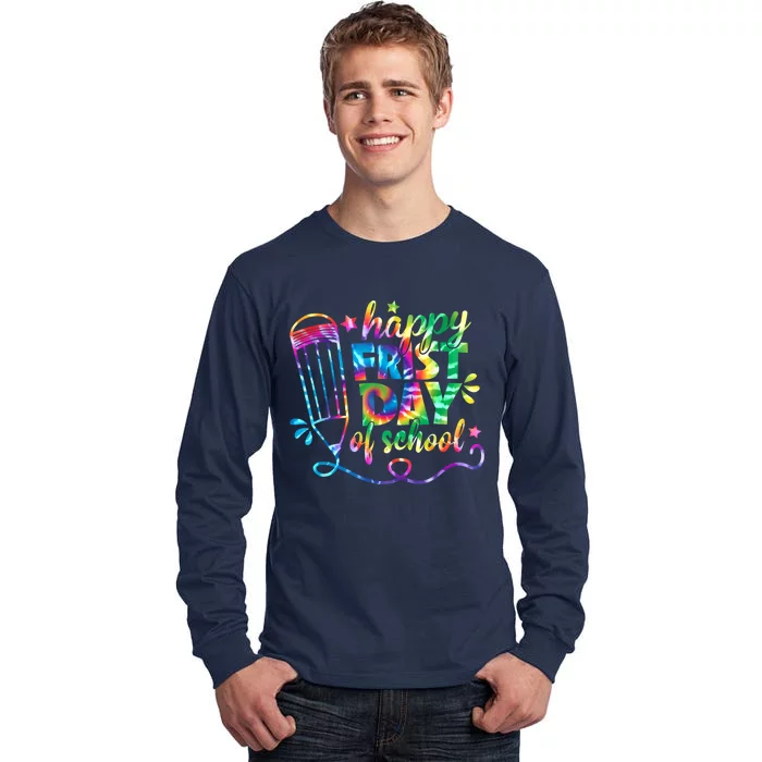 Happy First Day Of School Tie Dye Back To School Teacher Kids Tall Long Sleeve T-Shirt