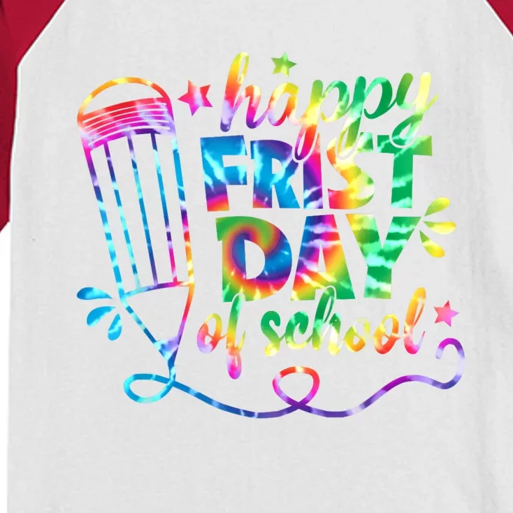 Happy First Day Of School Tie Dye Back To School Teacher Kids Kids Colorblock Raglan Jersey