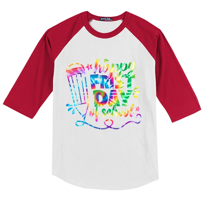 Happy First Day Of School Tie Dye Back To School Teacher Kids Kids Colorblock Raglan Jersey