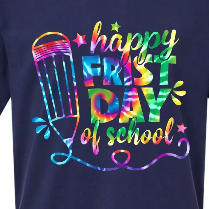 Happy First Day Of School Tie Dye Back To School Teacher Kids Sueded Cloud Jersey T-Shirt