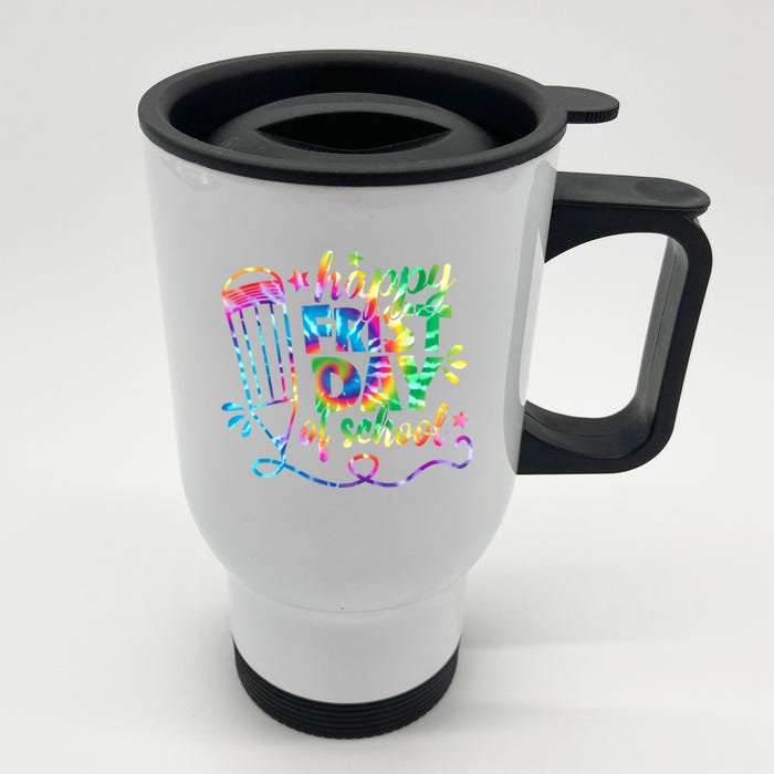 Happy First Day Of School Tie Dye Back To School Teacher Kids Front & Back Stainless Steel Travel Mug