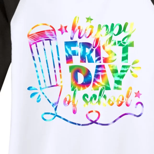 Happy First Day Of School Tie Dye Back To School Teacher Kids Women's Tri-Blend 3/4-Sleeve Raglan Shirt